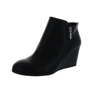 Style & Co Womens Black Zipper Accent Wynonaa Round Toe Wedge Zip-Up Booties